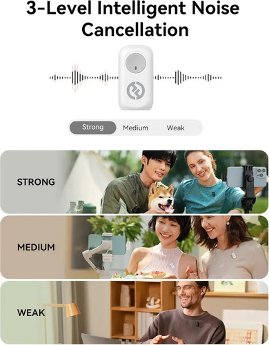 Hollyland Lark A1 Combo - Mini microfone sem fio para iPhone e Android (2 Tx + USB-C Rx + Ios Rx + estojo de carregamento), microfone magnético para YouTube, TikTok, podcasts e vlogs (branco) 3