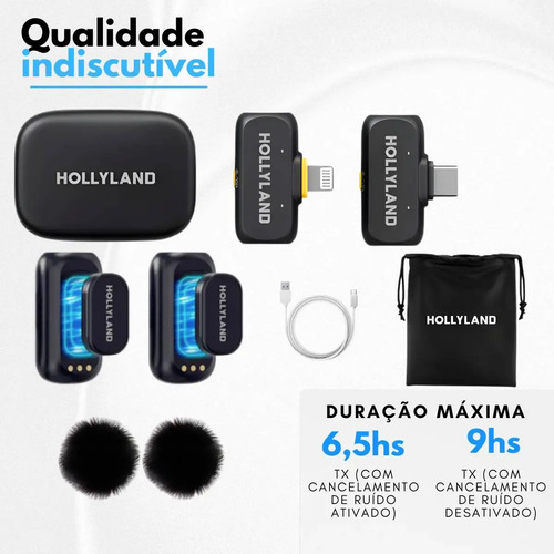 Microfone sem fio Hollyland Lark A1 Combo cor preto 6
