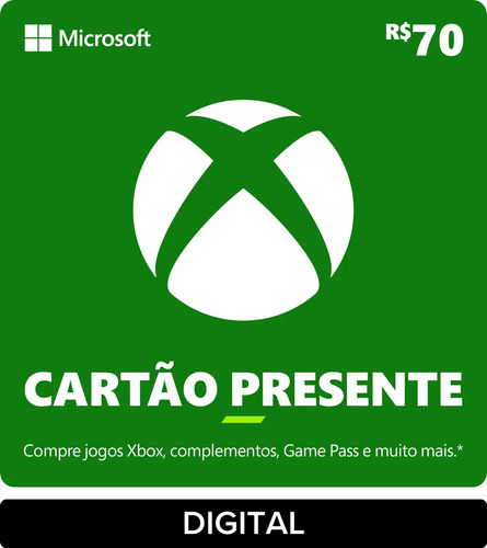 Xbox Cartão Presente R$ 70 Gift card (Digital)