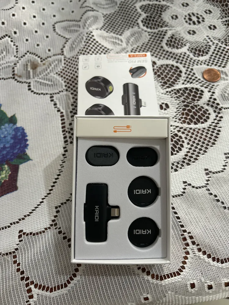 Microfone Sem Fio Lapela KAIDI KMF4-A Imã Duplo Anti Ruído para Iphone 11 12 13 14 13