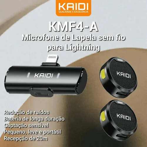 Microfone Sem Fio Lapela KAIDI KMF4-A Imã Duplo Anti Ruído para Iphone 11 12 13 14 4