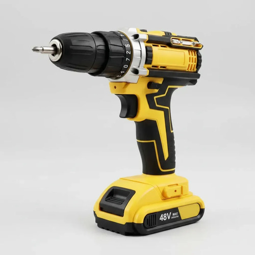 Parafusadeira Furadeira de impacto 3 Funções Profissional 2 Baterias Sem Fio Cor Amarelo 10
