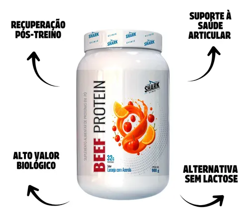 Beef Protein Zero Lactose da Shark Pro Sabor Laranja com Acerola 900g 2