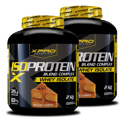 Kit 2 Suplementos Whey Protein Isolado Blend Complex 2kg Churros Zero Açucar - Xpro Nutrition