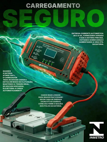 Carregador Inteligente De Bateria Automotiva Several Importados 12v Portátil Rápido Para Carro Moto E Veículos Several 2