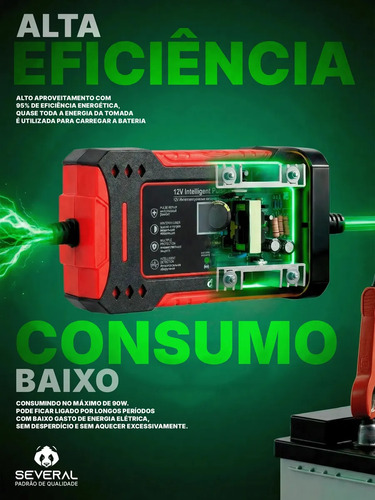 Carregador Inteligente De Bateria Automotiva Several Importados 12v Portátil Rápido Para Carro Moto E Veículos Several 4