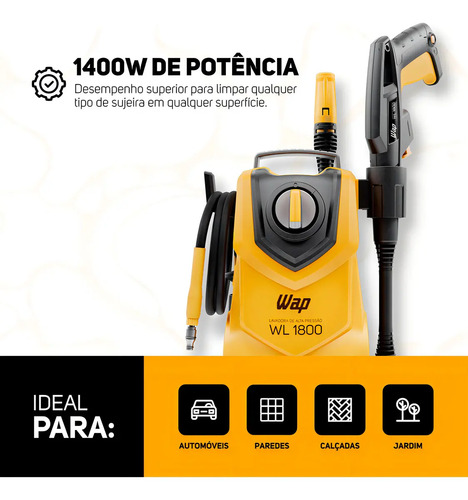 Lavadora de Alta Pressão Compacta WAP WL 1800 1400W 1500PSI 360L/h 220V 9