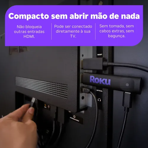 Roku Streaming Stick 2025 Para Tv Hd/fhd Controle Por Voz Preto De Voz 3ª geração 3840BR 6