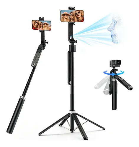Tripé Inteligente 1.8m com Rastreamento Facial AI Estável 360° para Celular、Câmera、Vlog E Gopro, Basike Tripé Celular Profissional Universal Bastão Selfie Com Controle Remoto Bluetooth 11