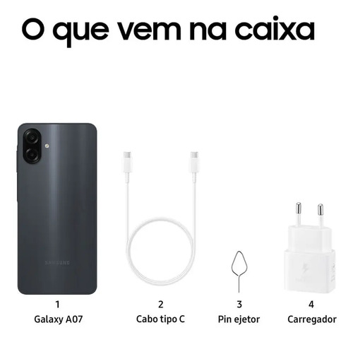 Celular Samsung Galaxy A07 256gb, 8gb, Câmera 50mp, Tela 6.7 , Proteção Ip54, Processador 6nm - Preto 10