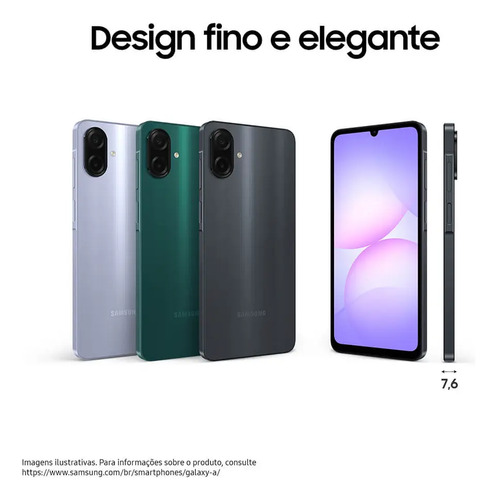 Celular Samsung Galaxy A07 256gb, 8gb, Câmera 50mp, Tela 6.7 , Proteção Ip54, Processador 6nm - Preto 8