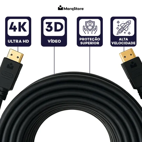 Kit 10 Cabos Hdmi 10m Gold Ultra High Speed 4k 120hz Blindado Full Hd 3d Premium Marqs Home Compatível Com Ps5 Tv Smart Projetor Pc 7