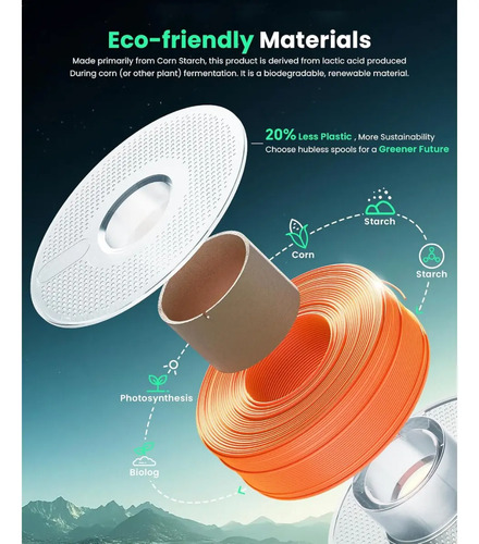 Filamento 3d Bambu Lab Pla Lite 1kg C/ Carretel Cores Cor Laranja 3