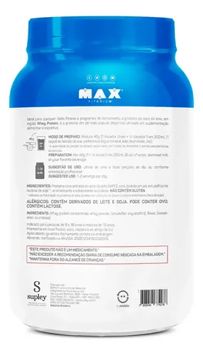 Whey Protein 1kg Whey Pro Max Titanium Sabor Baunilha BCAA e Aminoácidos 3