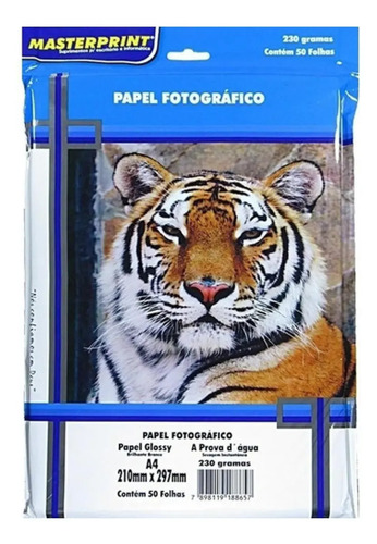 Papel Fotografico 230g Glossy A4 Kit 200 Folhas Masterprint Branco 5
