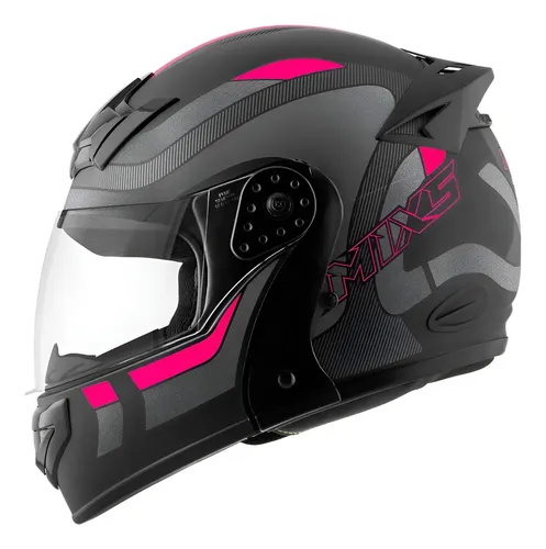 Capacete Escamoteável Mixs Gladiator Articulado Cor Preto/grafite/rosa Desenho Delta Tamanho Do Capacete 60