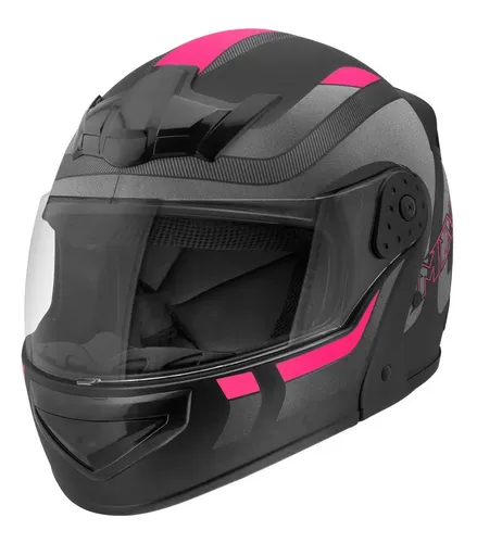 Capacete Escamoteável Mixs Gladiator Articulado Cor Preto/grafite/rosa Desenho Delta Tamanho Do Capacete 60 3