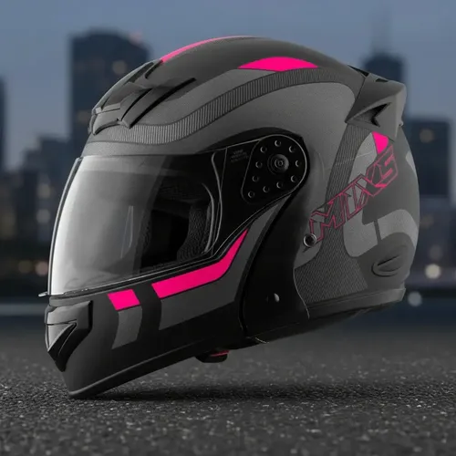 Capacete Escamoteável Mixs Gladiator Articulado Cor Preto/grafite/rosa Desenho Delta Tamanho Do Capacete 60 8