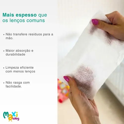 Kit 10 Toalhas Umedecida Hipoalergênico 100un Cada Maxi Baby 4