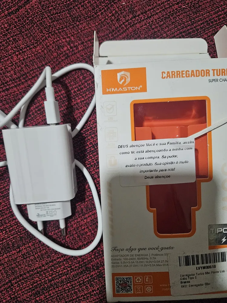 Carregador Turbo 55w USB-C Com Cabo Tipo C 1 Metro Fonte Bivolt 110v/220v, Carregamento Rápido Fast Charge, Ideal Para Celular Android, Compatível Com iPhone Samsung Motorola Xiaomi LG — foto 13