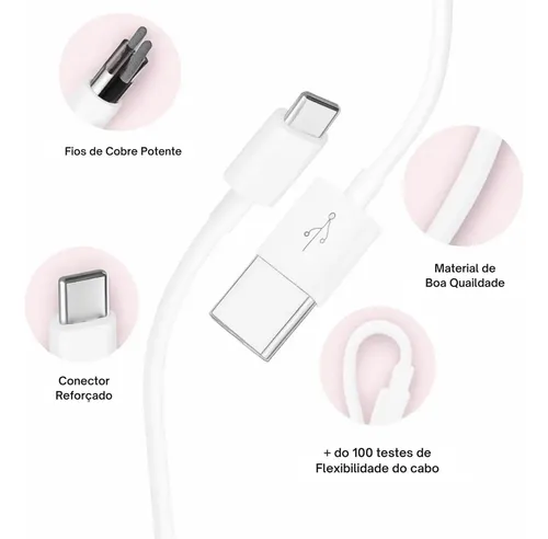 Carregador Turbo 55w USB-C Com Cabo Tipo C 1 Metro Fonte Bivolt 110v/220v, Carregamento Rápido Fast Charge, Ideal Para Celular Android, Compatível Com iPhone Samsung Motorola Xiaomi LG — foto 6