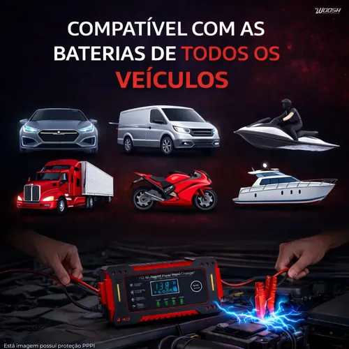 Carregador Inteligente De Bateria Automotiva 12v 6a Bivolt Recupera Baterias 4ah A 100ah Todos Veículos Moto Carro Caminhão Barco 5