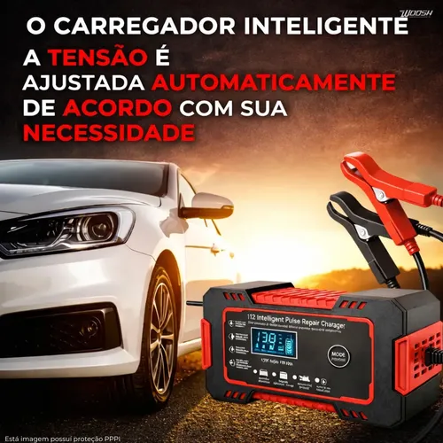 Carregador Inteligente De Bateria Automotiva 12v 6a Bivolt Recupera Baterias 4ah A 100ah Todos Veículos Moto Carro Caminhão Barco 6