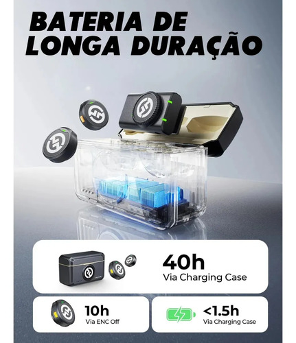 Microfone Lapela Duplo Hollyland Lark M2 Combo Usb C Câmera Preto 4