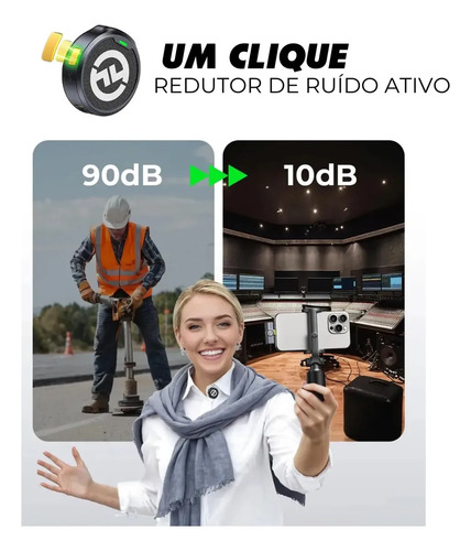 Microfone Lapela Duplo Hollyland Lark M2 Combo Usb C Câmera Preto 6