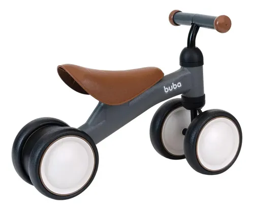 Bicicleta De Equilíbrio 4 Rodas Buba Retro Sem Pedal Cinza 4