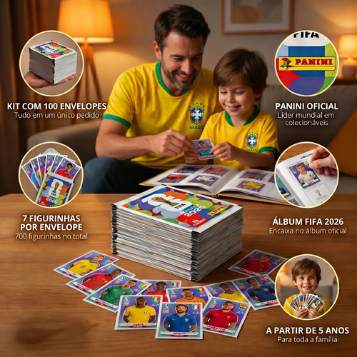 Kit Com 100 Envelopes Lacrados Para Colecionar Figurinhas da Copa Do Mundo FIFA 2026 Panini 2