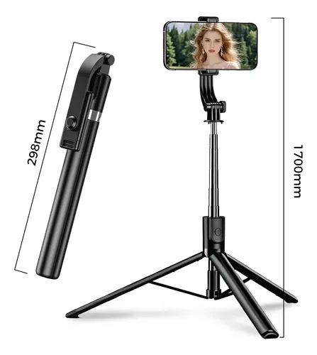 Bastão Tripé Pau Selfie Bluetooth 170cm, Controle, Tripé Bastão De Selfie Extensível, Eletro Mex