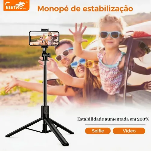 Bastão Tripé Pau Selfie Bluetooth 170cm, Controle, Tripé Bastão De Selfie Extensível, Eletro Mex 6