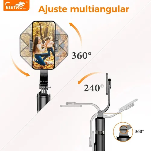 Bastão Tripé Pau Selfie Bluetooth 170cm, Controle, Tripé Bastão De Selfie Extensível, Eletro Mex 8