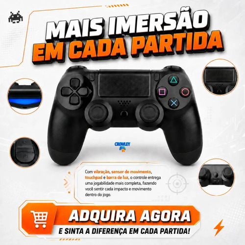 Controle Para Ps4 Sem Fio Bluetooth Videogame Tv Smart Pc Gamer Celular Dual Shock Joystick Manete - Crowley 4
